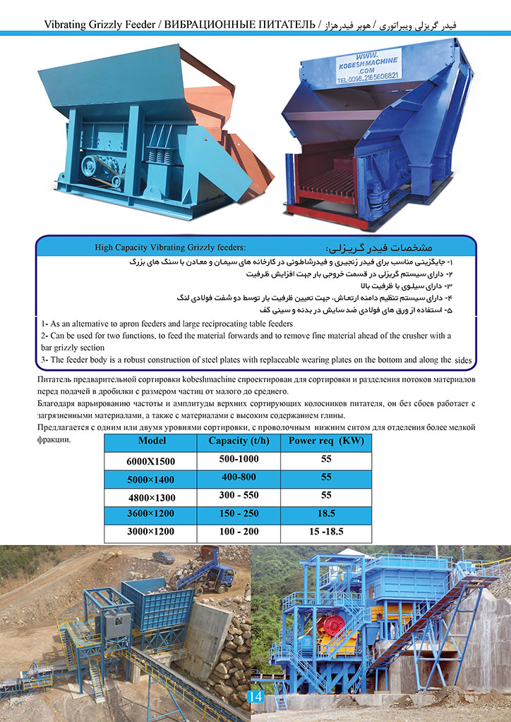 کاتالوگ محصولات کوبش ماشین ، صفحه 14 ، فیدر گریزلی ویبراتوری