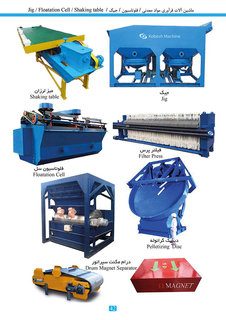 Kobesh Machine Products Catalog , Page 44, Jig, Floatation Cell, Shaking table